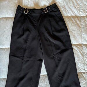 WHBM Wide Cropped Leg Black Pants w/Belt Sz. 8